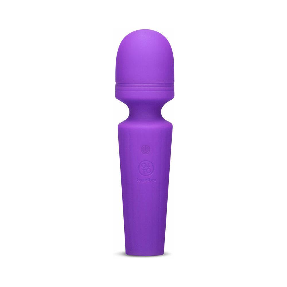 Together Glow On The Go Mini Wand Vibrator in vibrant purple design for portable pleasure.