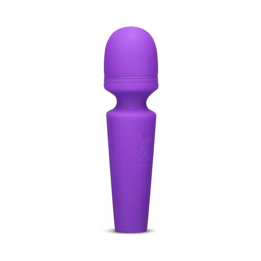 Together Glow On The Go Mini Wand Vibrator in vibrant purple, designed for portable pleasure and discreet use.