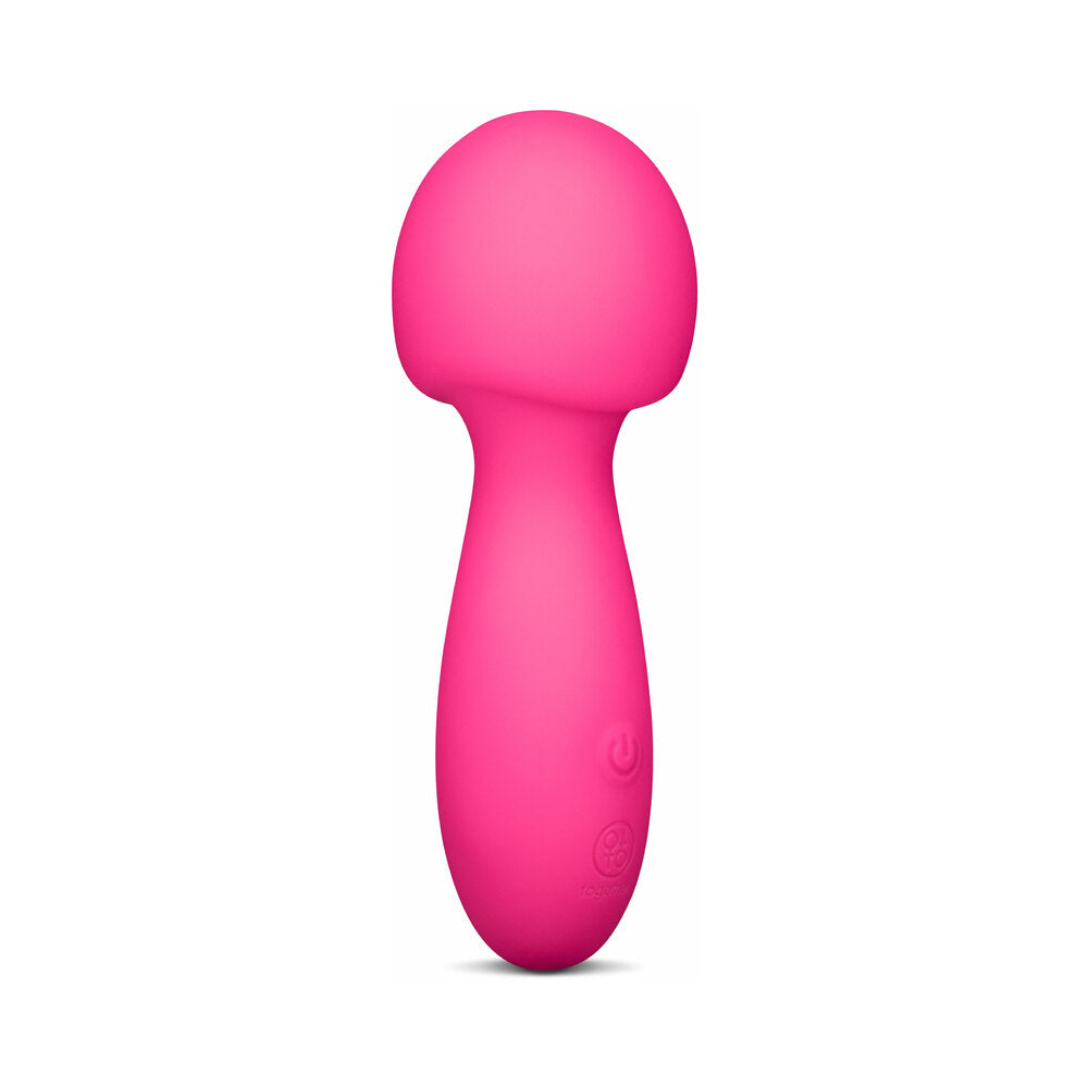 Together Spark On The Go Mini Wand Vibrator in pink showing its sleek, curved design for pleasure and convenience.
