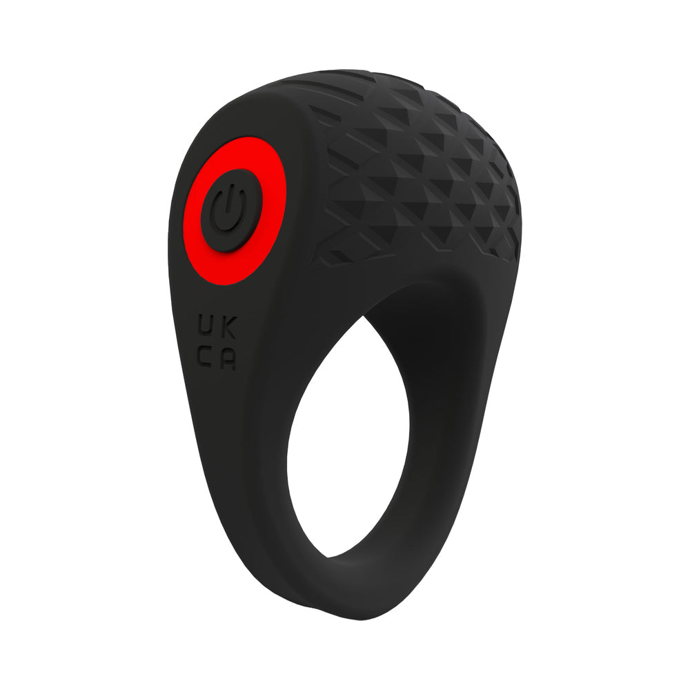 Screaming O Big O Pro Blaster Vibrating Cock Ring Black with power button, featuring ergonomic design and premium materials.