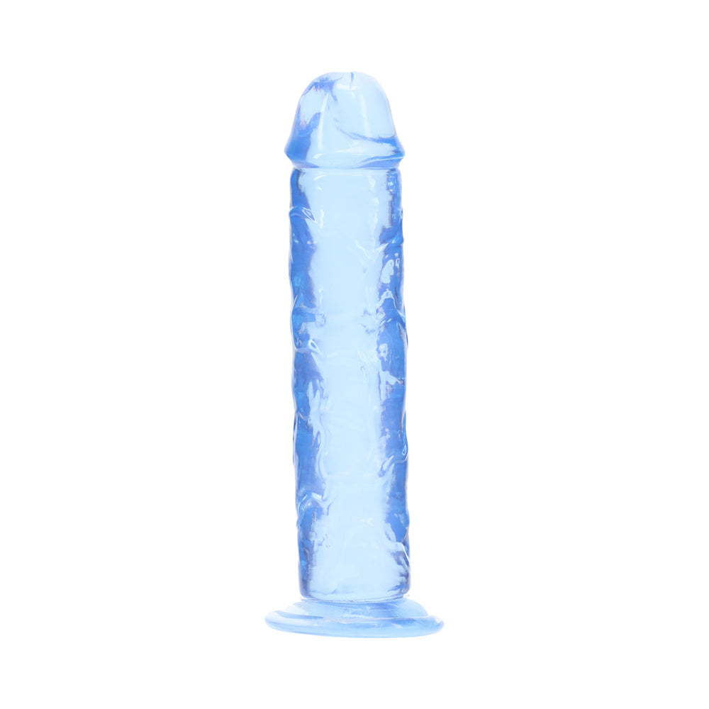 Realrock Realistic Dildo 5 Inch Blue, featuring a smooth design with a sturdy suction cup base for versatile use.