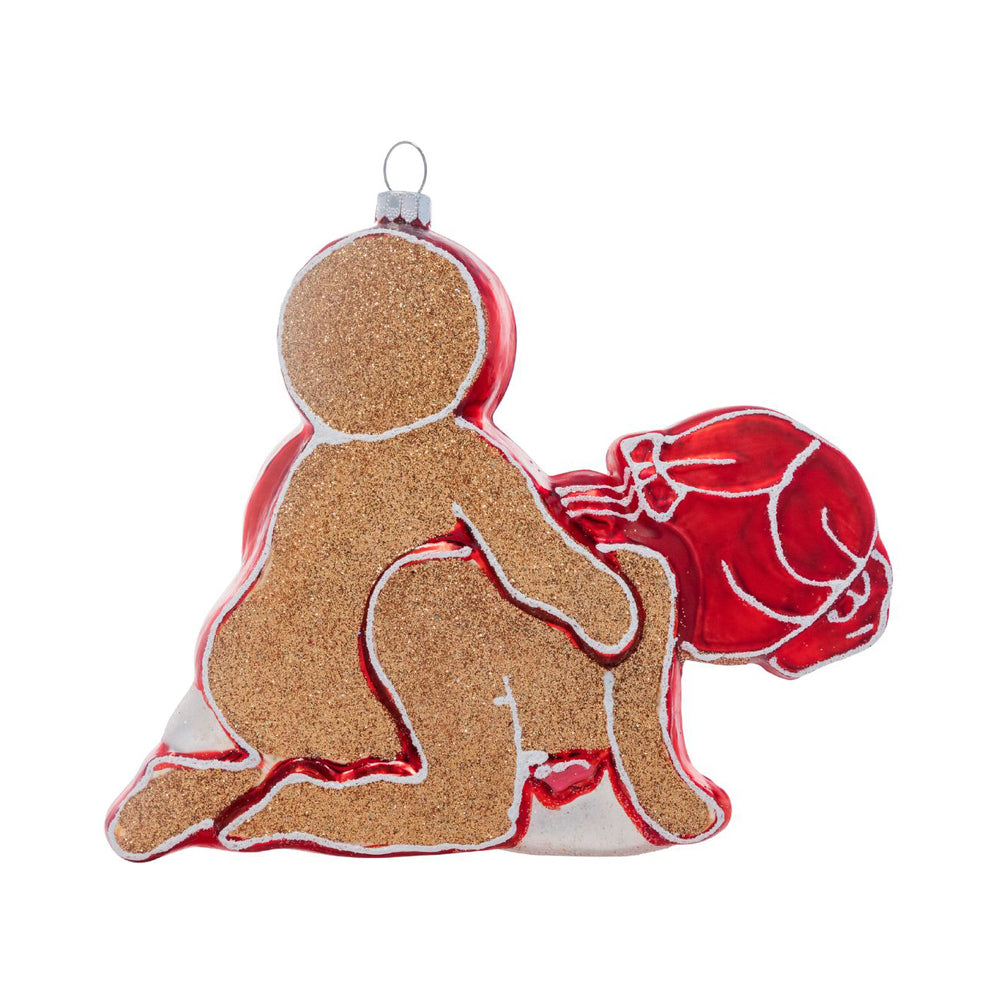 Cheeky Pornament Ginger Style Christmas Ornament featuring a playful gingerbread design with adult humor.