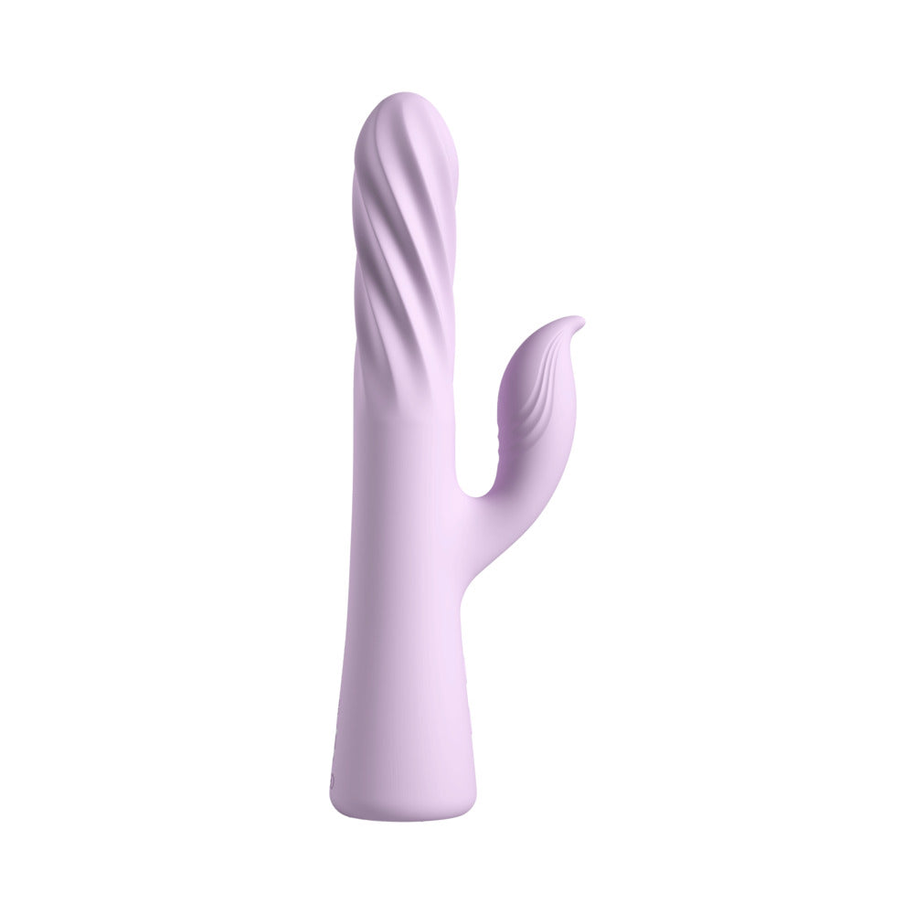 Fantasy For Her Fantasy Twist Rabbit Vibrator Purple with spiraled shaft and clitoral arm for dual stimulation.