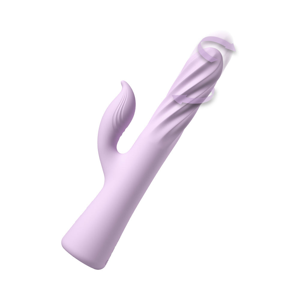 Fantasy For Her Fantasy Twist Rabbit Vibrator Purple with a unique spiraled shaft and clitoral arm for dual stimulation.