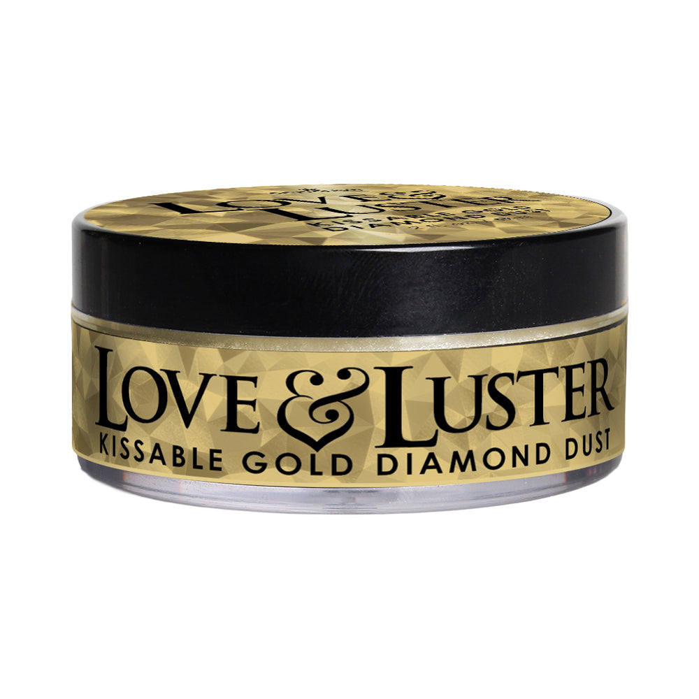 Sensuva Love & Luster Kissable Diamond Dust 2 Oz Jar Gold with shimmering glow and cotton candy scent.