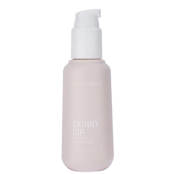 Simply Sexy Pheromone Hair & Body Mist Skinny Dip 3.35 Oz in a sleek bottle with a pump dispenser.