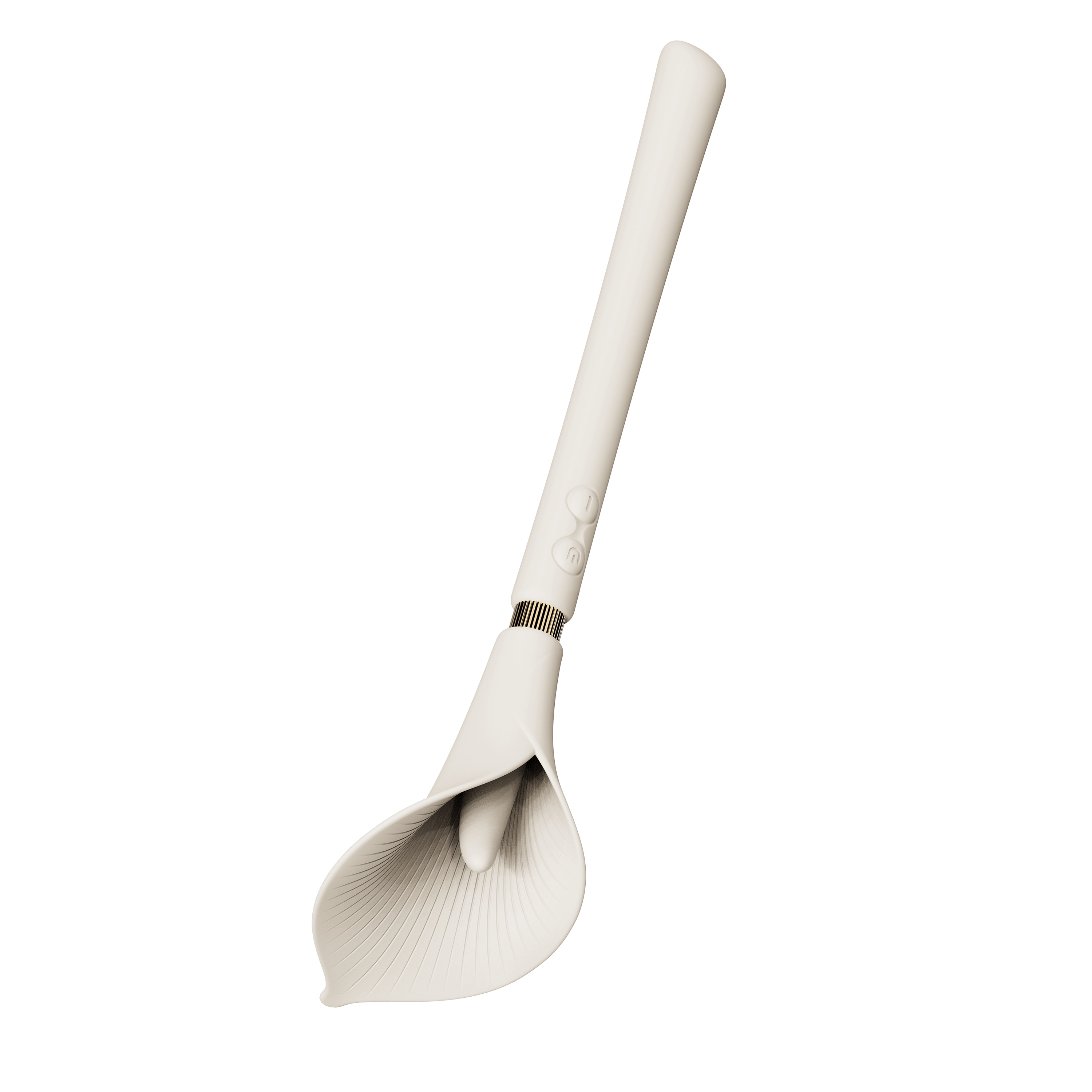 ZALO Calla Dual-Head Vibrating Wand in ivory white with a petal-like design for discreet and powerful stimulation.