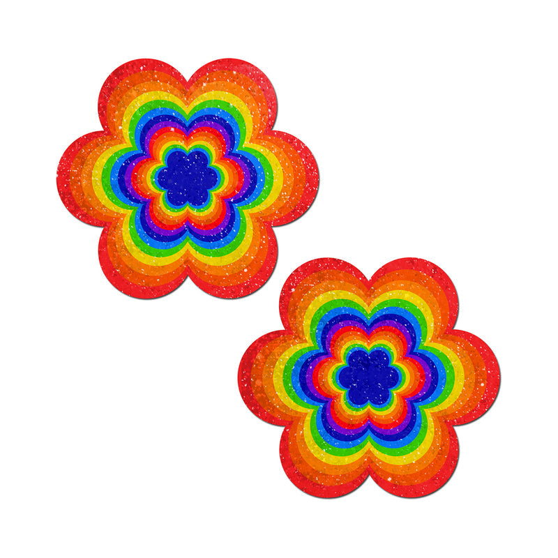 Pastease Rainbow Daisy Nipple Pasties in a colorful flower design, perfect for concealment and playful looks.