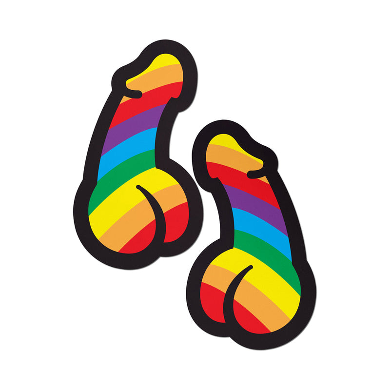 Pastease Penis Pride Pasties Rainbow colorful nipple covers featuring playful rainbow penis silhouettes.