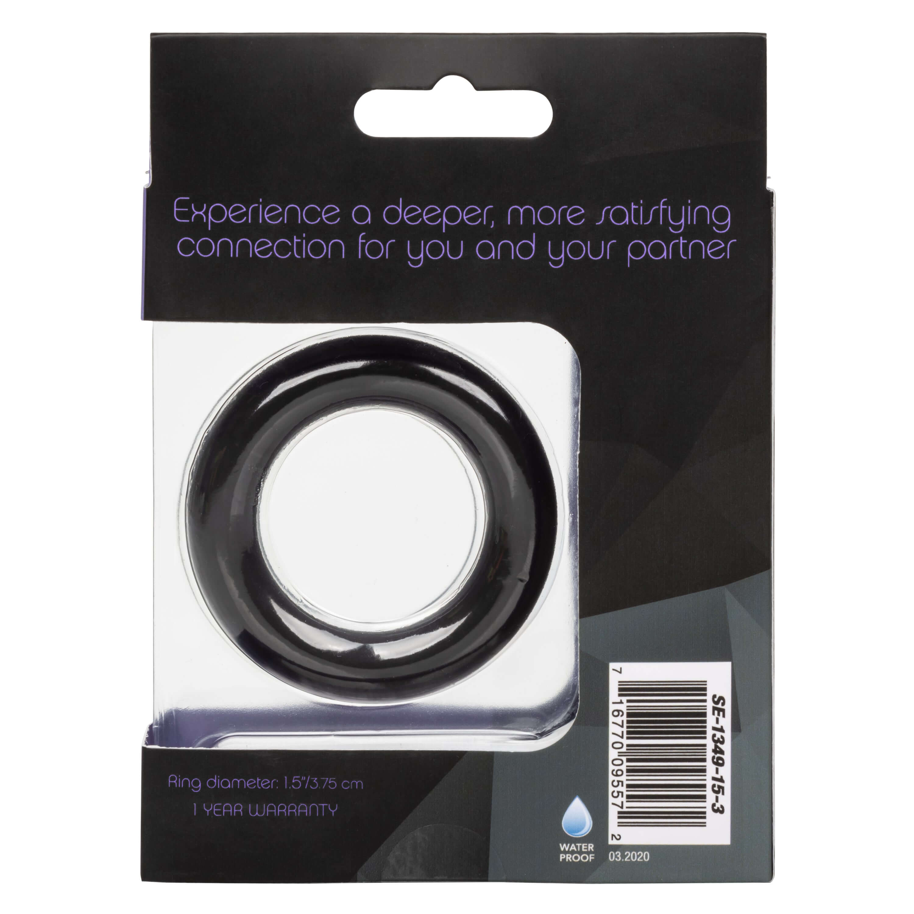 Link Up Ultra Soft Verge Ring Black packaging showcasing the stretchy silicone design for enhanced performance.