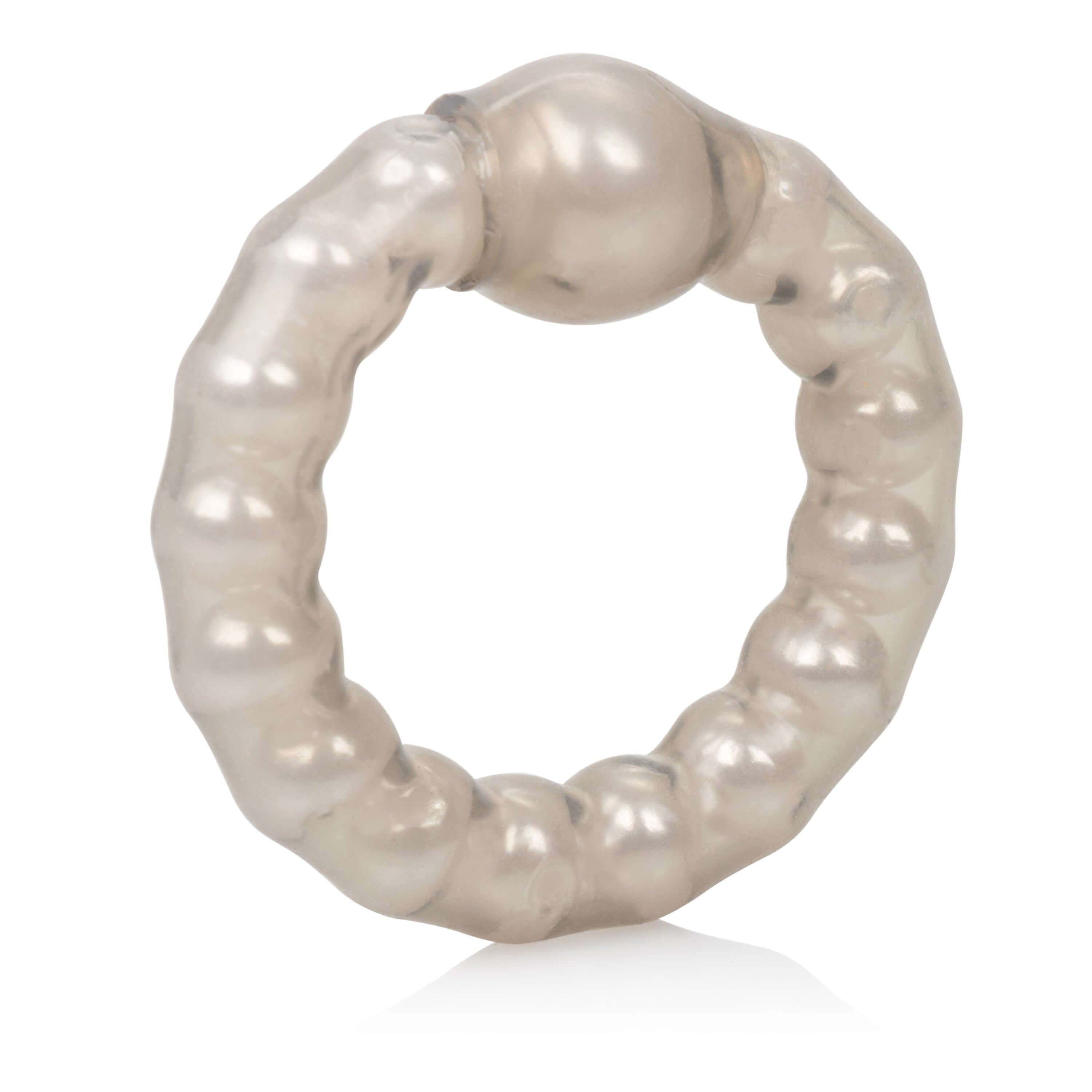 Pearl Beaded Prolong Ring Smoke, a stretchable erection enhancer with pearl-style stimulation beads for added pleasure.