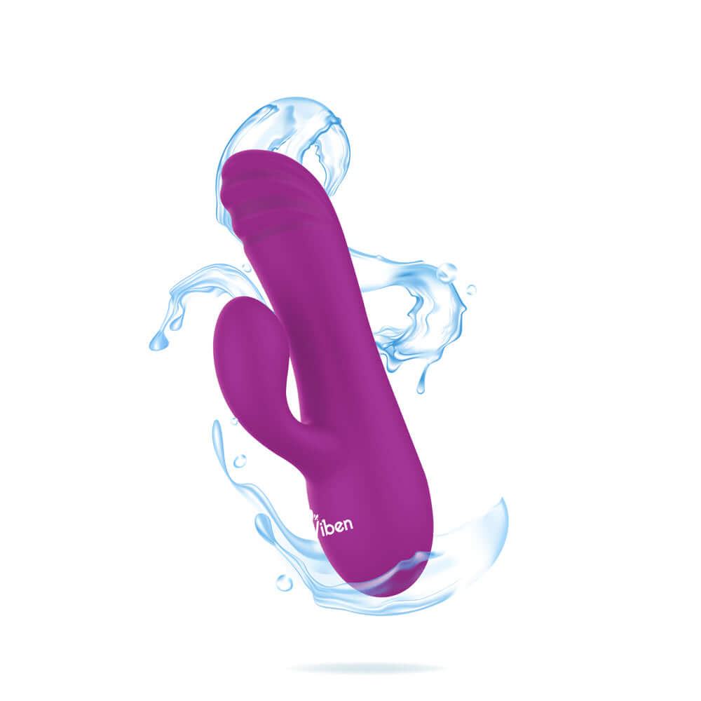 Jolie Berry mini rabbit vibe by Viben, splashproof with pleasure ridges for enhanced sensations.