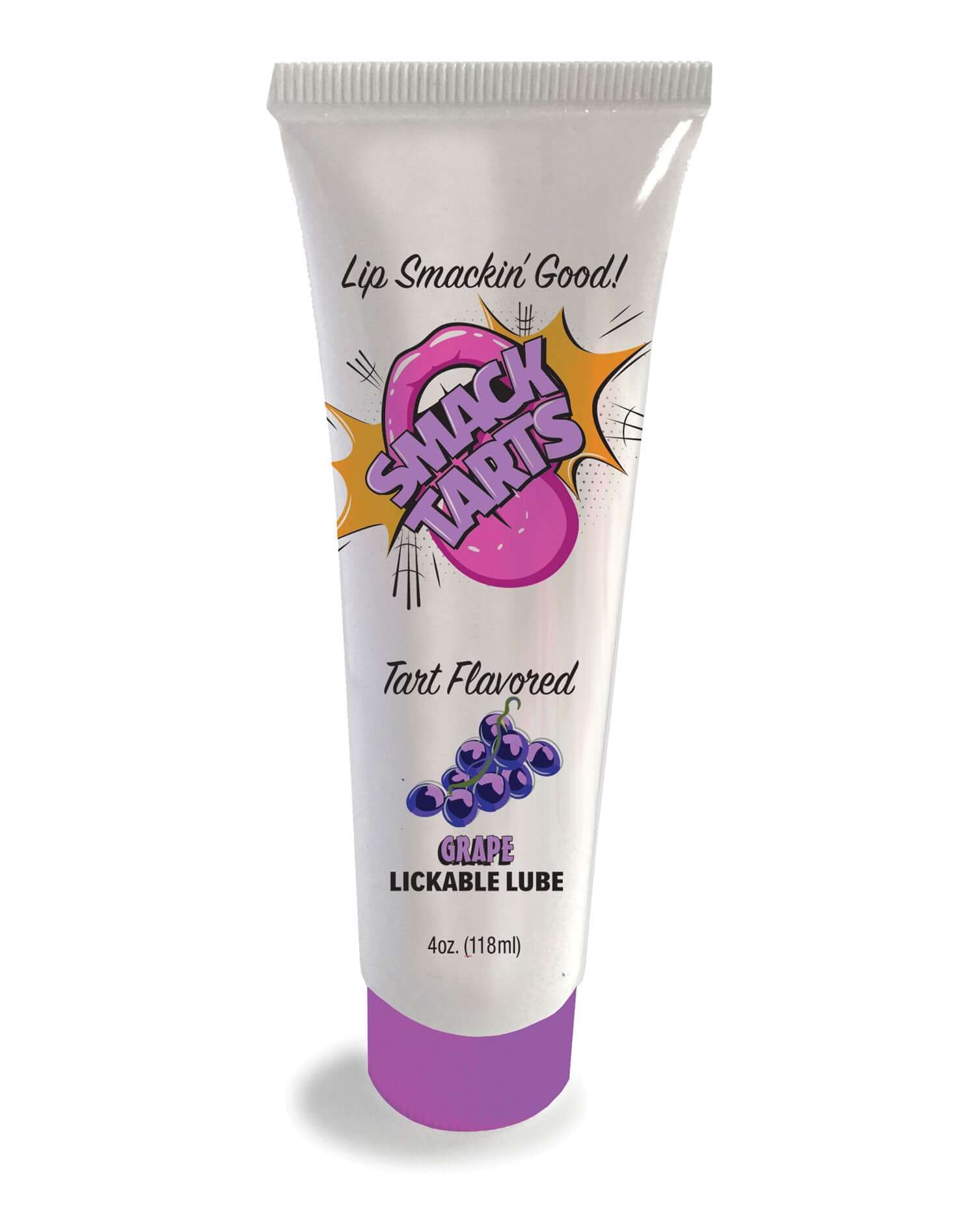 Smack Tarts Lickable Flavored Lubricant Grape 4 Oz in a tube with tart grape flavor branding.