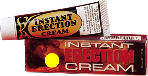 Instant Erection Cream for Men 0.5 Oz tube and box, designed for stronger, longer-lasting erections.