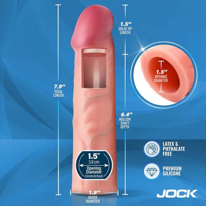Jock 1.5" Silicone Penis Extension Sleeve - Light-3