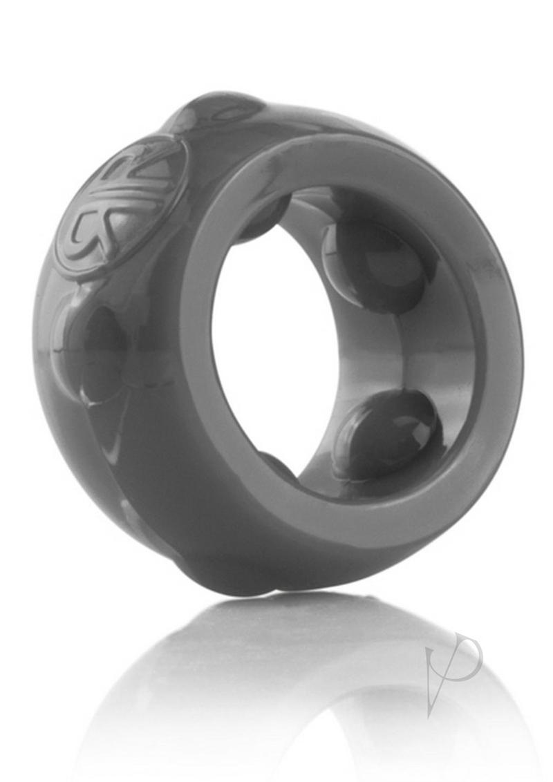 RingO Ranglers Cannonball Cock Ring Grey 10 Count featuring solid silicone pleasure balls for enhanced performance.