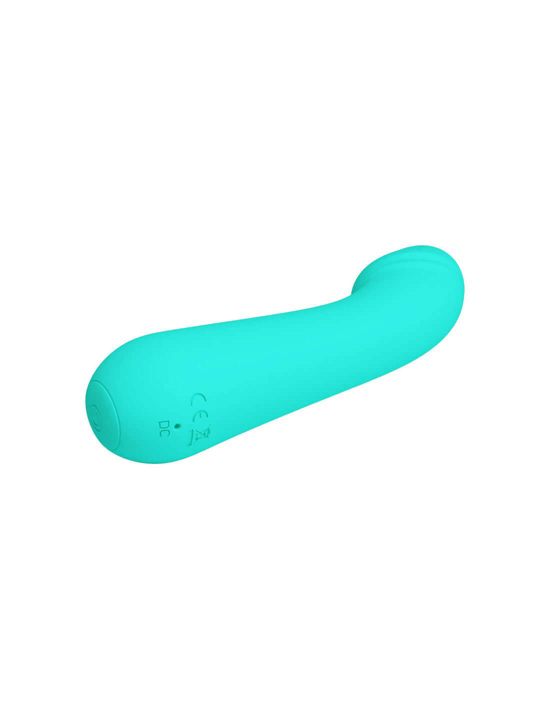 Cetus Rechargeable Vibrator in Turquoise with a curved design, made from soft silicone for G-spot stimulation and multiple functions.