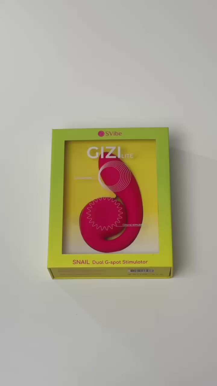 Svibe Snail Gizi Lite Dual G-spot Vibrator Juicy Blueberry packaging on display