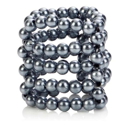 Ultimate Stroker Beads Silver designed for enhanced stimulation with smooth silver pearl beads.