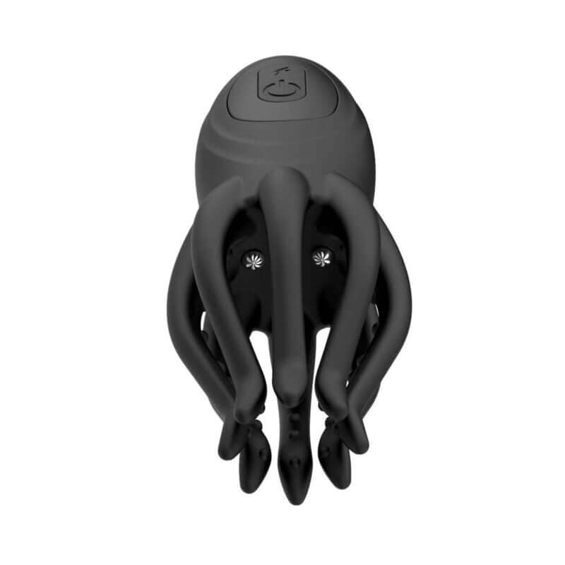 Cockpower Electric Octopus Masturbator Black with flexible arms and control button on top.