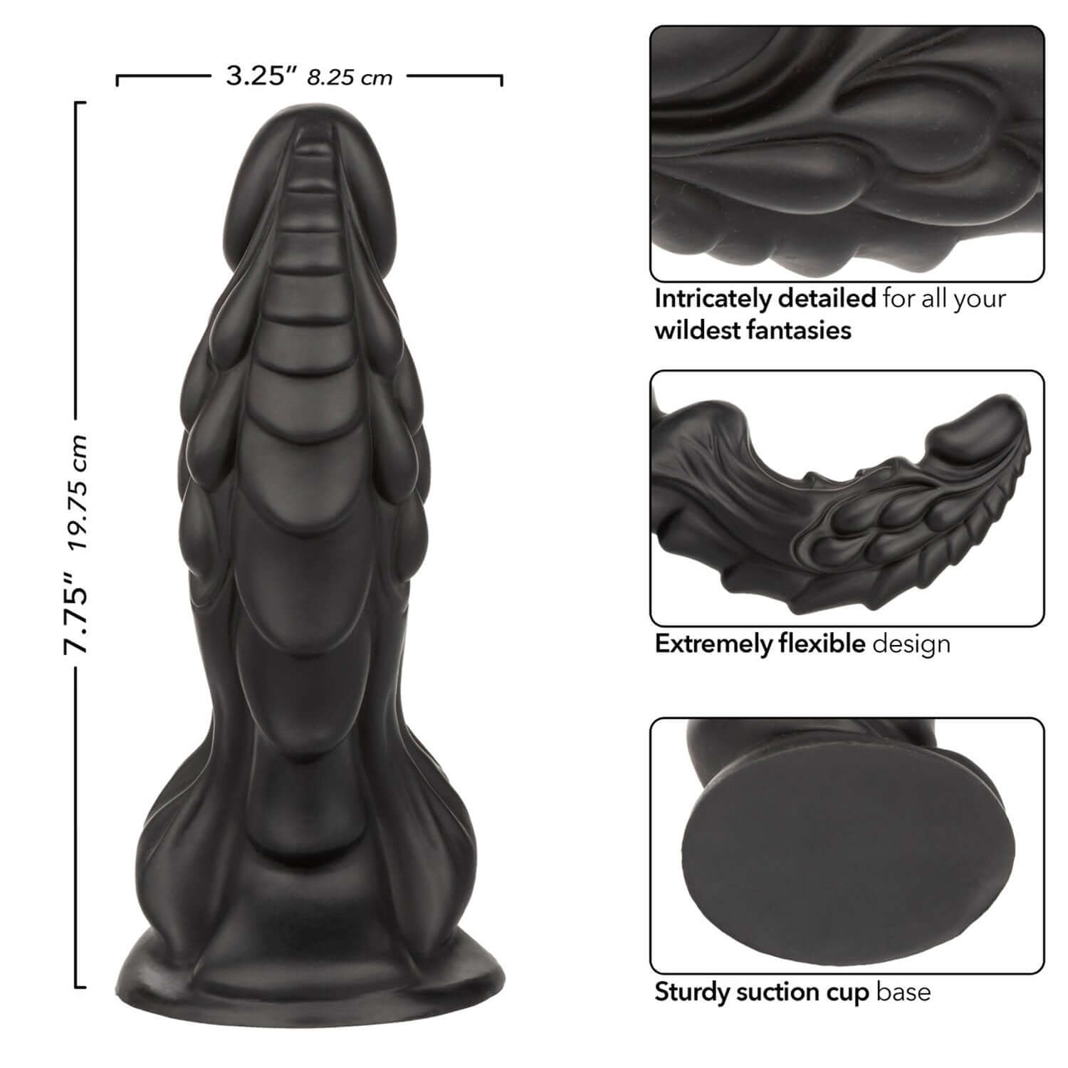 Monster Dong the Martian 7.75 inches Black, a realistic silicone dildo with unique texture and sturdy suction cup base.