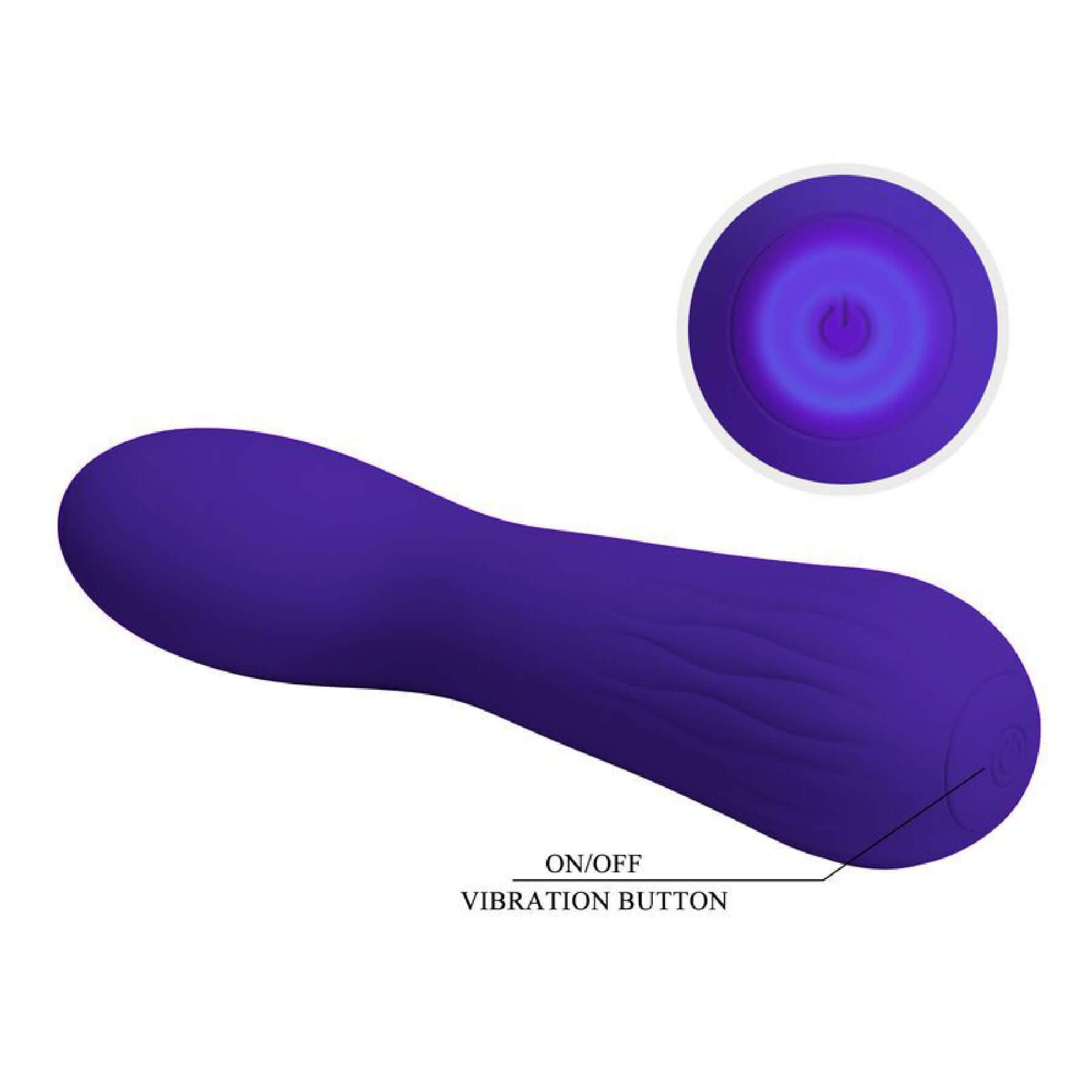 Faun Rechargeable Vibrator in Purple with Soft Silicone, Curved Design, and On/Off Vibration Button