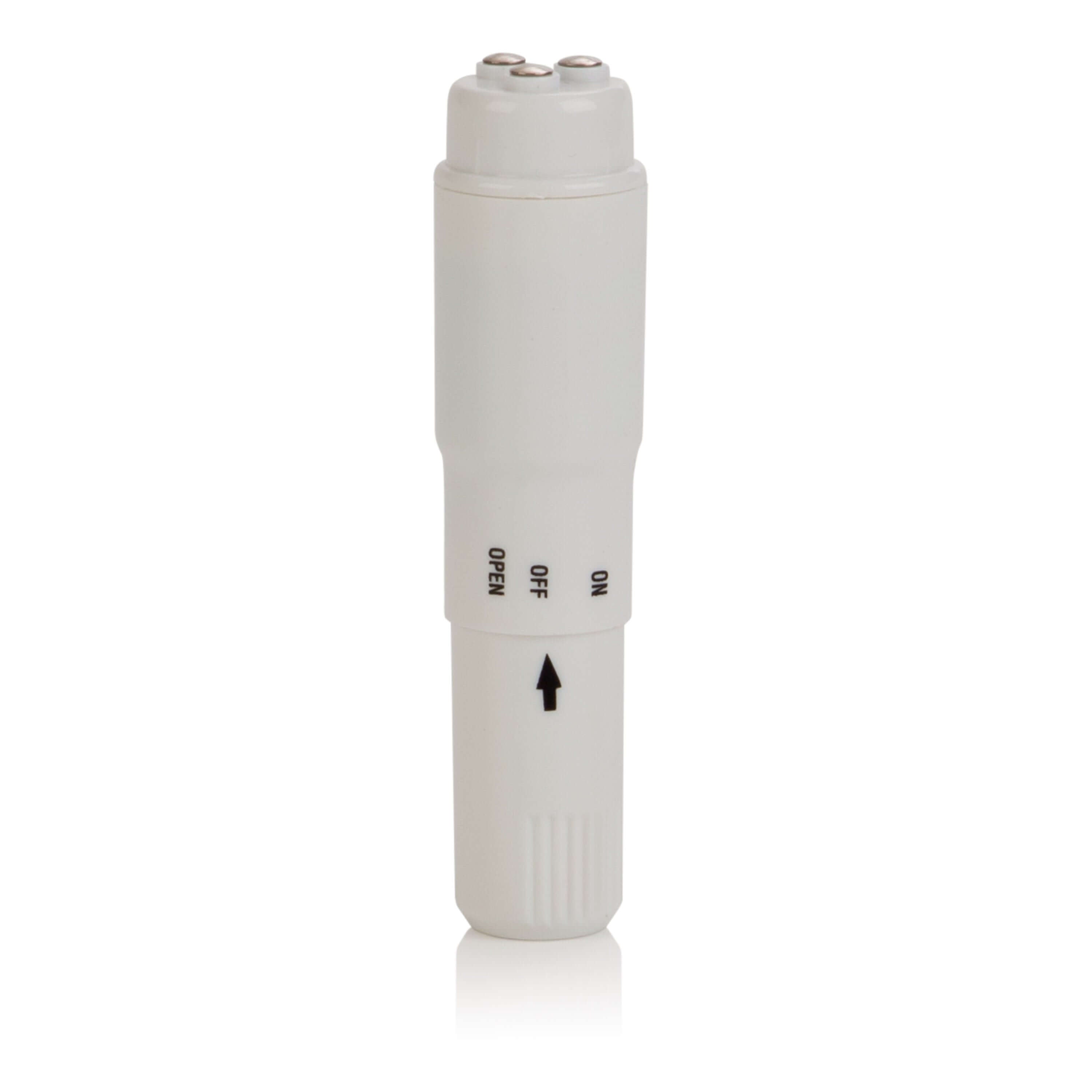 Compact Waterproof Personal Massager With 4 Tips White for on-the-go pleasure and relaxation.