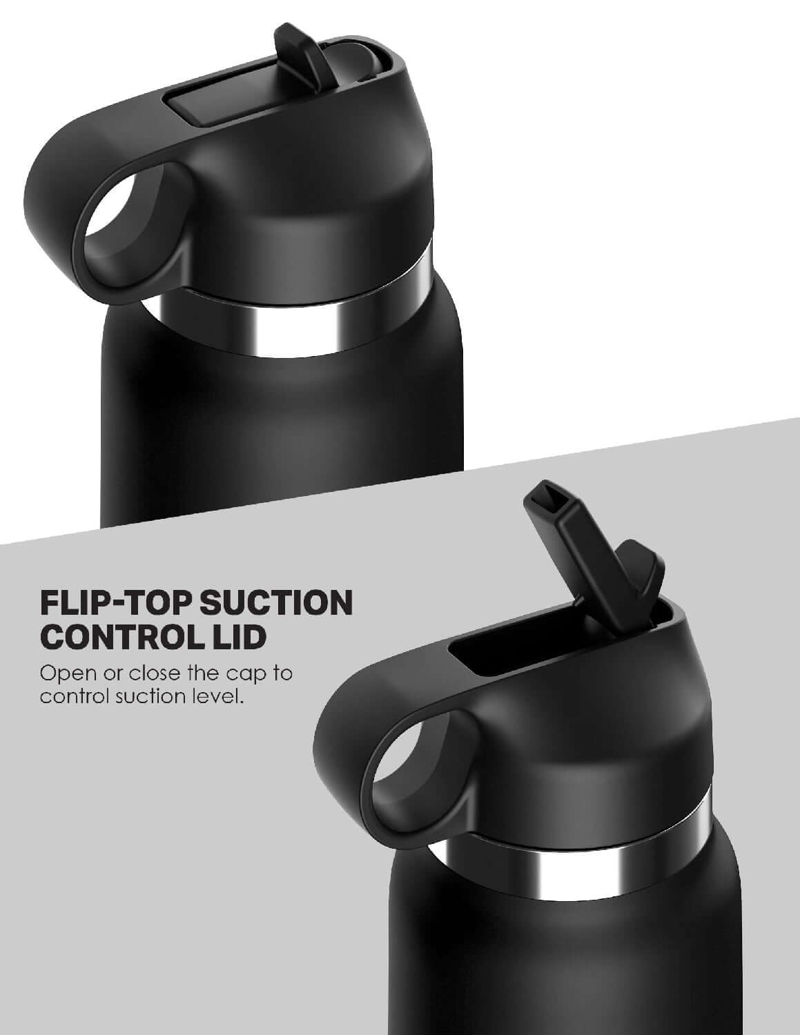 Black Fap Flask with flip-top suction control lid for discreet and versatile use.