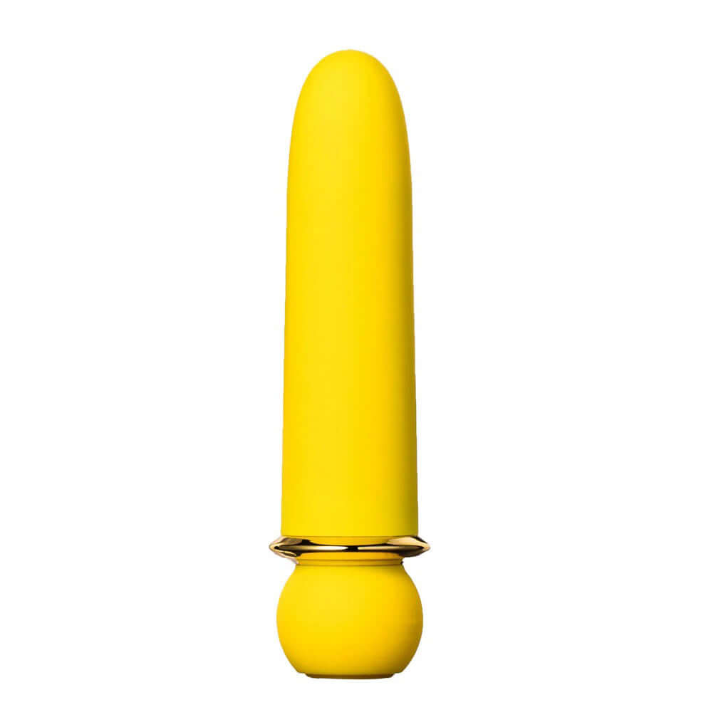 Maia Novelties Jaguar Fiercely Powerful Yellow vibrator with 10-function design, 5 speeds, and 5 vibrating patterns, body safe and submersible.