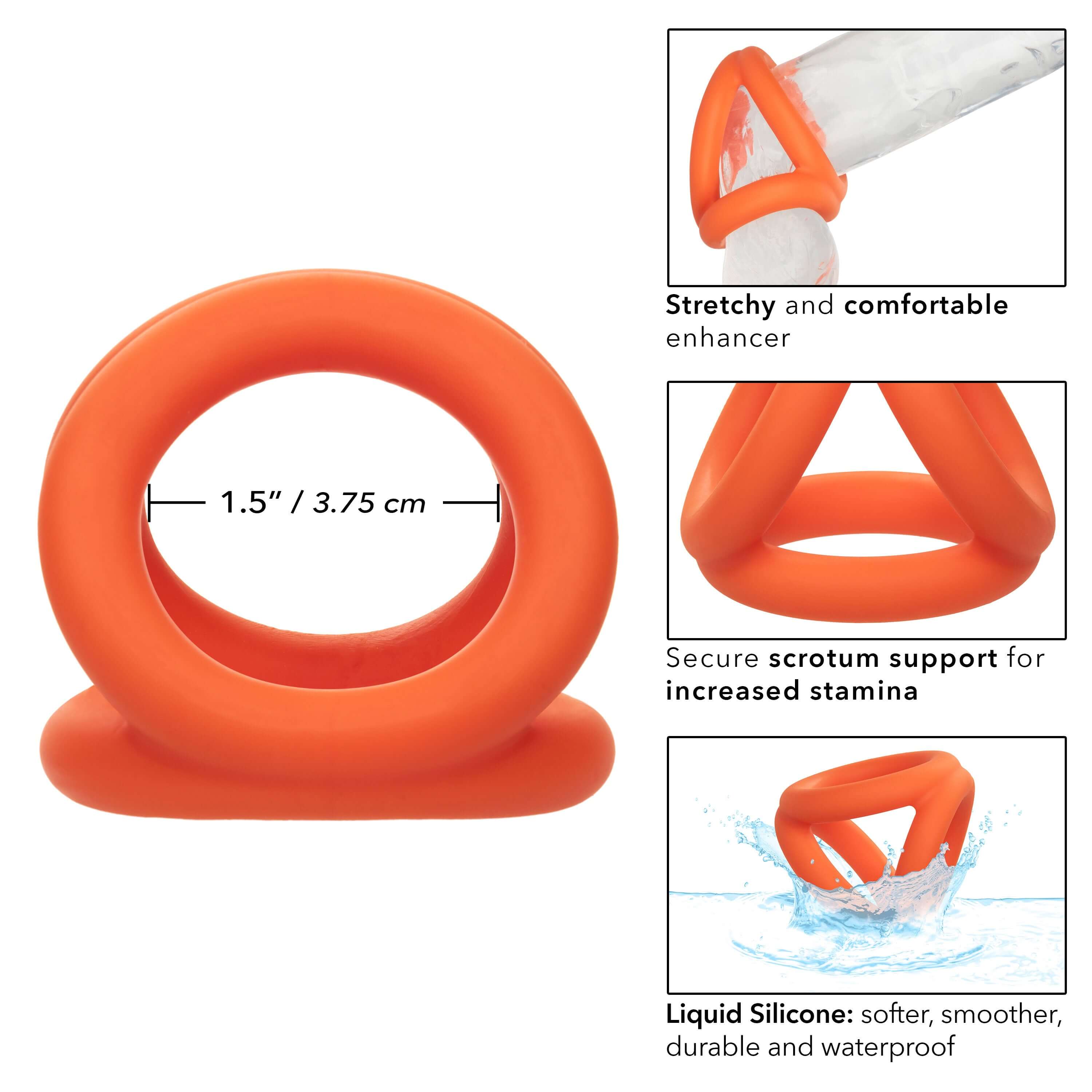 Alpha Liquid Silicone Tri-Ring - Orange Orange-9