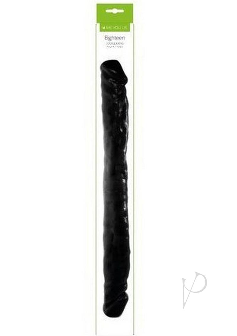 ME YOU US Eighteen Realistic Double Dong 18 Inch Black, 18-inch toy with lifelike details, flexible for versatile use.