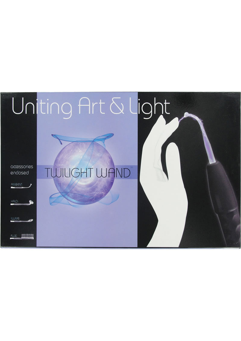 Zeus Electrosex Twilight Wand 110V Black packaging showcasing design and features of the product.