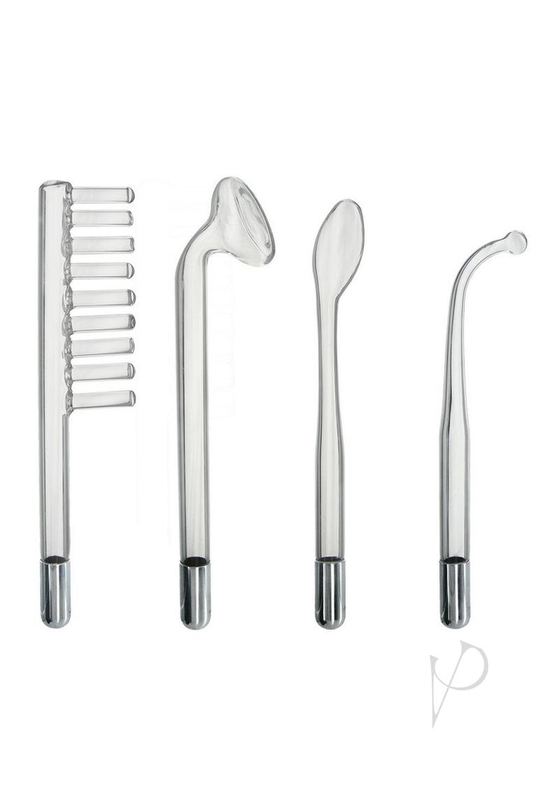 Glass electrodes set for Zeus Electrosex Twilight Wand 110V Black featuring various shapes and designs.