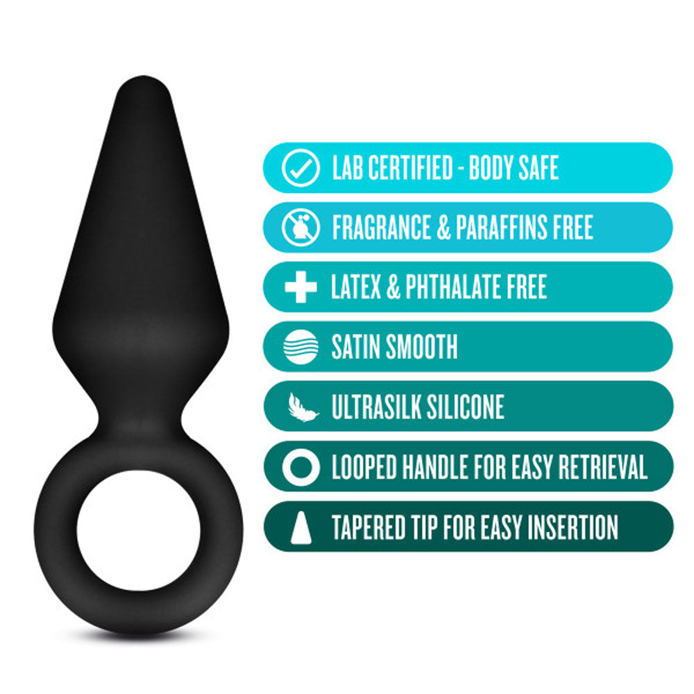 Anal Adventures - Platinum - Silicone Loop Plug - Small - Black-2
