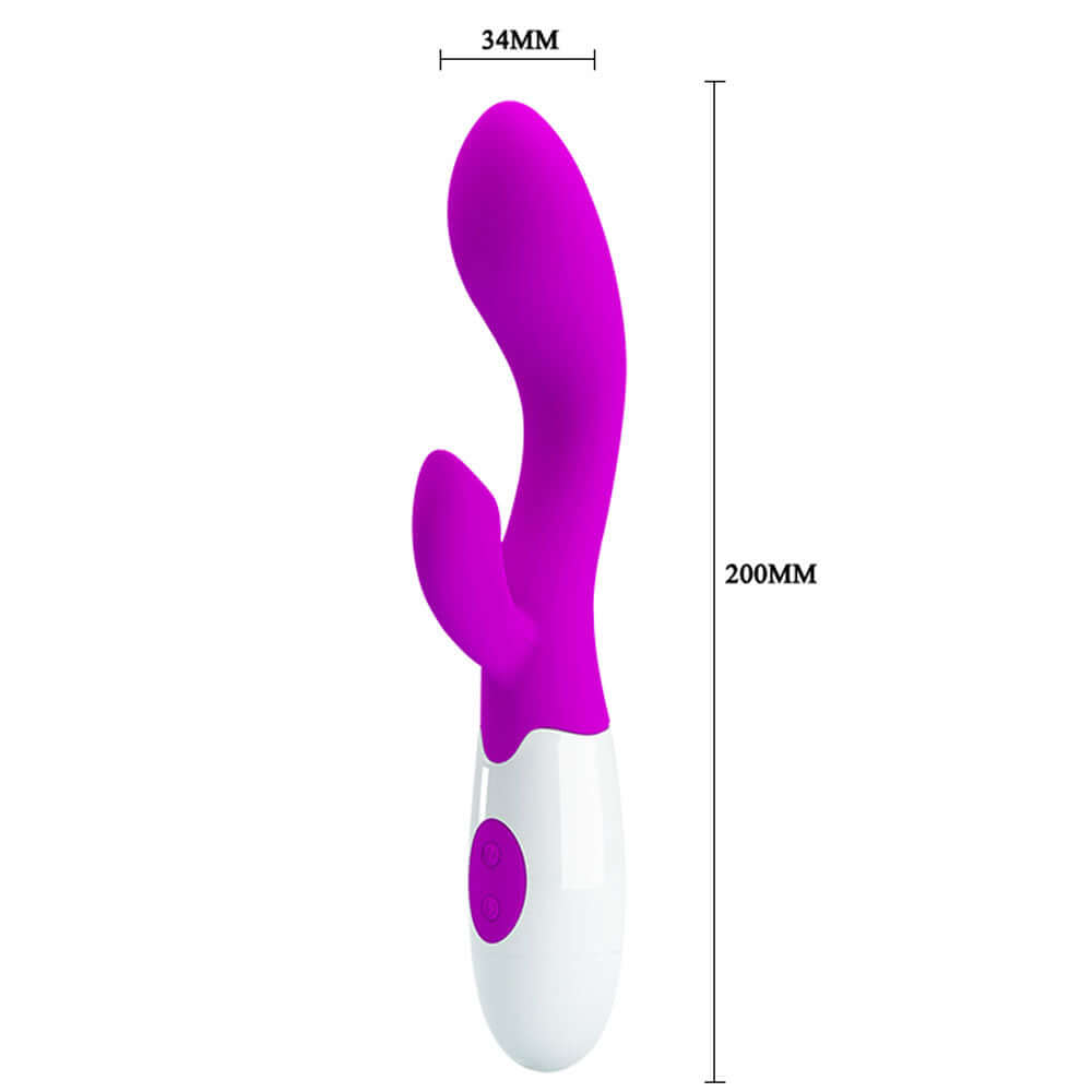 Pretty Love Rabbit Vibrator Brighty in a vibrant purple design, measuring 200mm, offers dual stimulation pleasure.