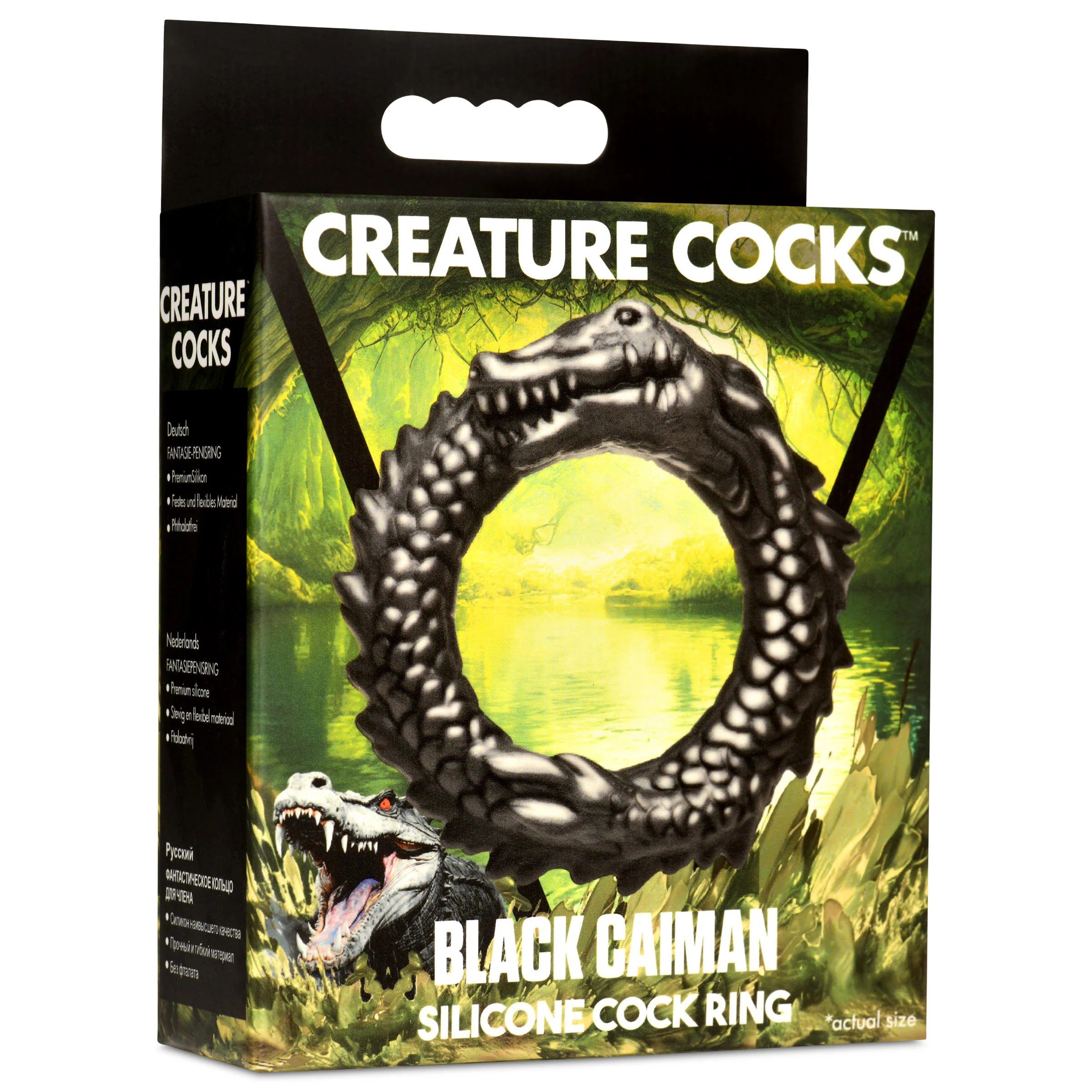 Black Caiman Silicone Cock Ring - Black-5