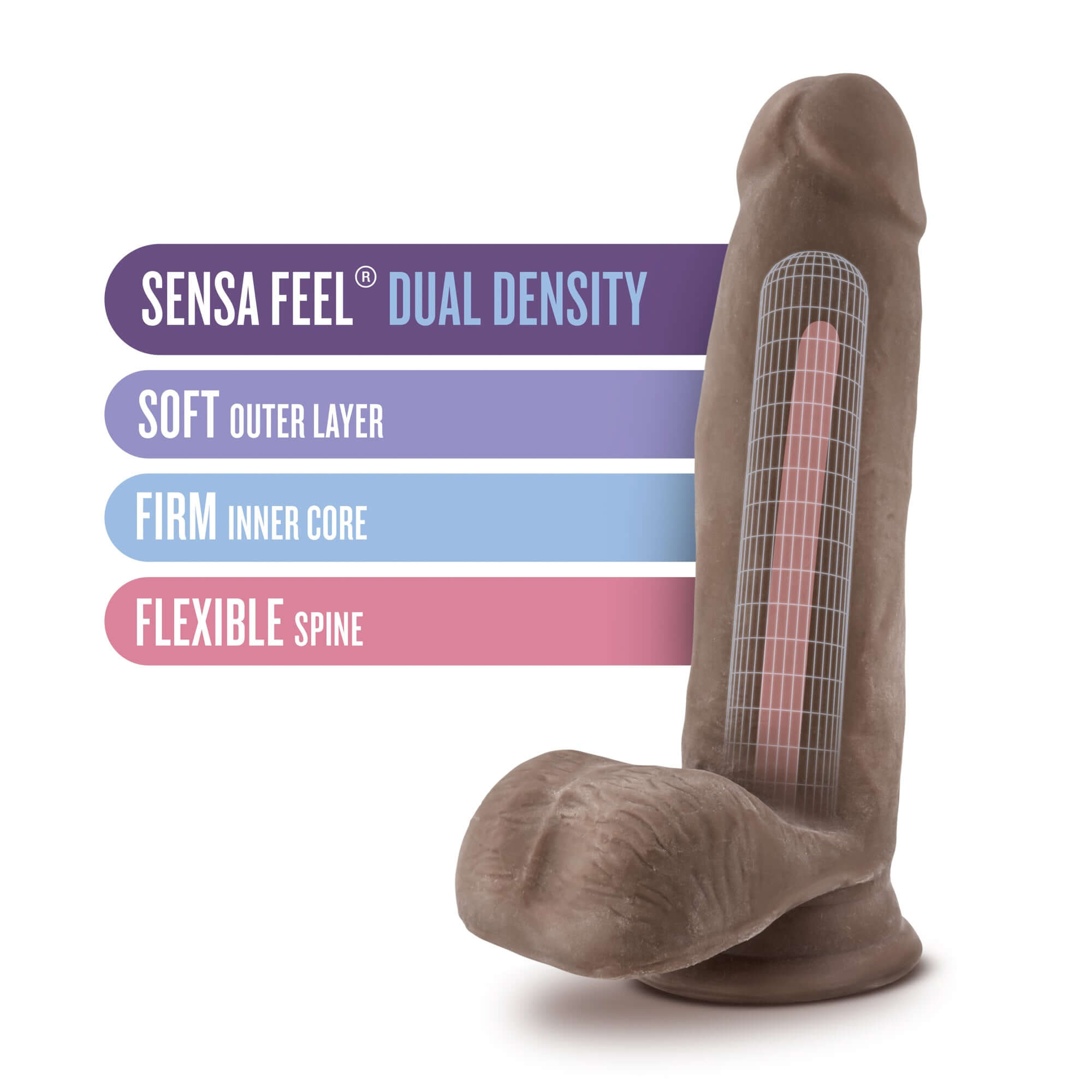 Au Naturel - 7 Inch Sensa Feel Dildo - Chocolate-2