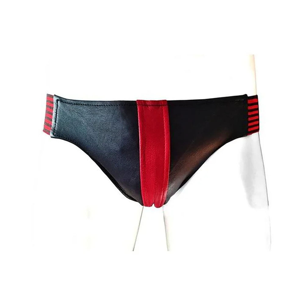 Rouge Jock Strap Black Medium featuring a sleek black and red leather design for exceptional comfort and style.