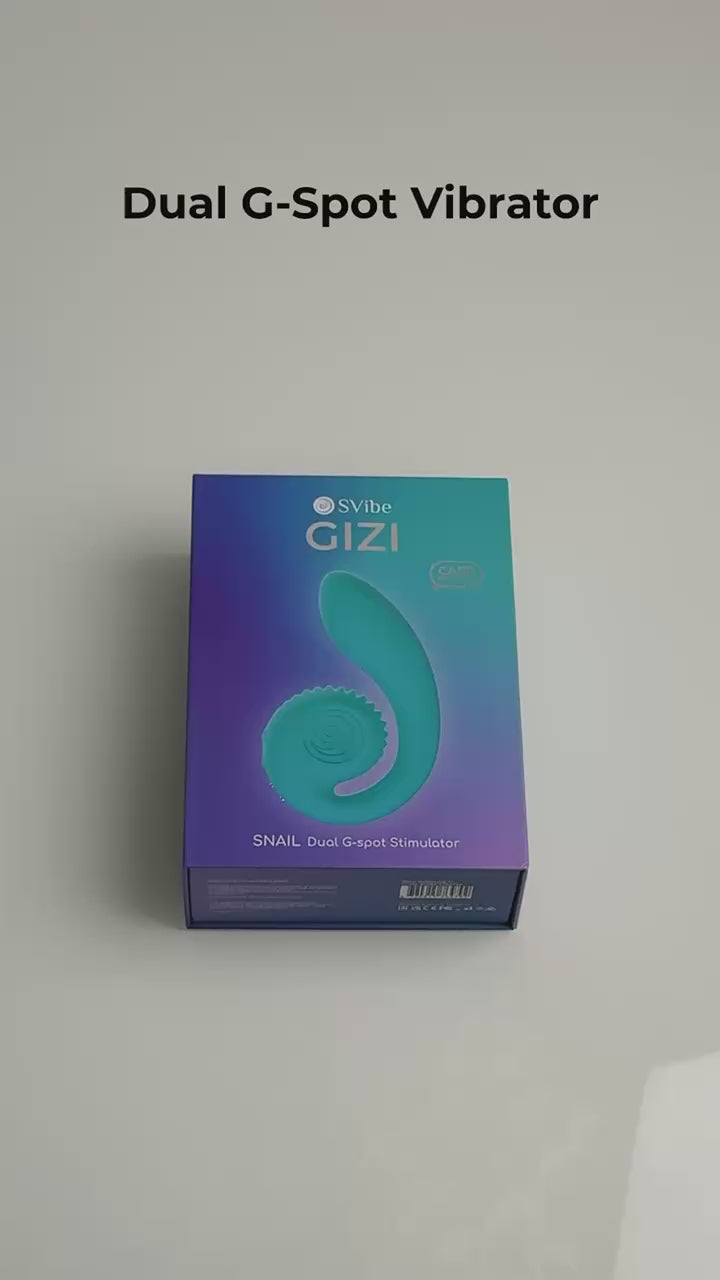 Svibe Snail Gizi Dual G-spot Stimulator Purple packaging box displayed on a neutral background.