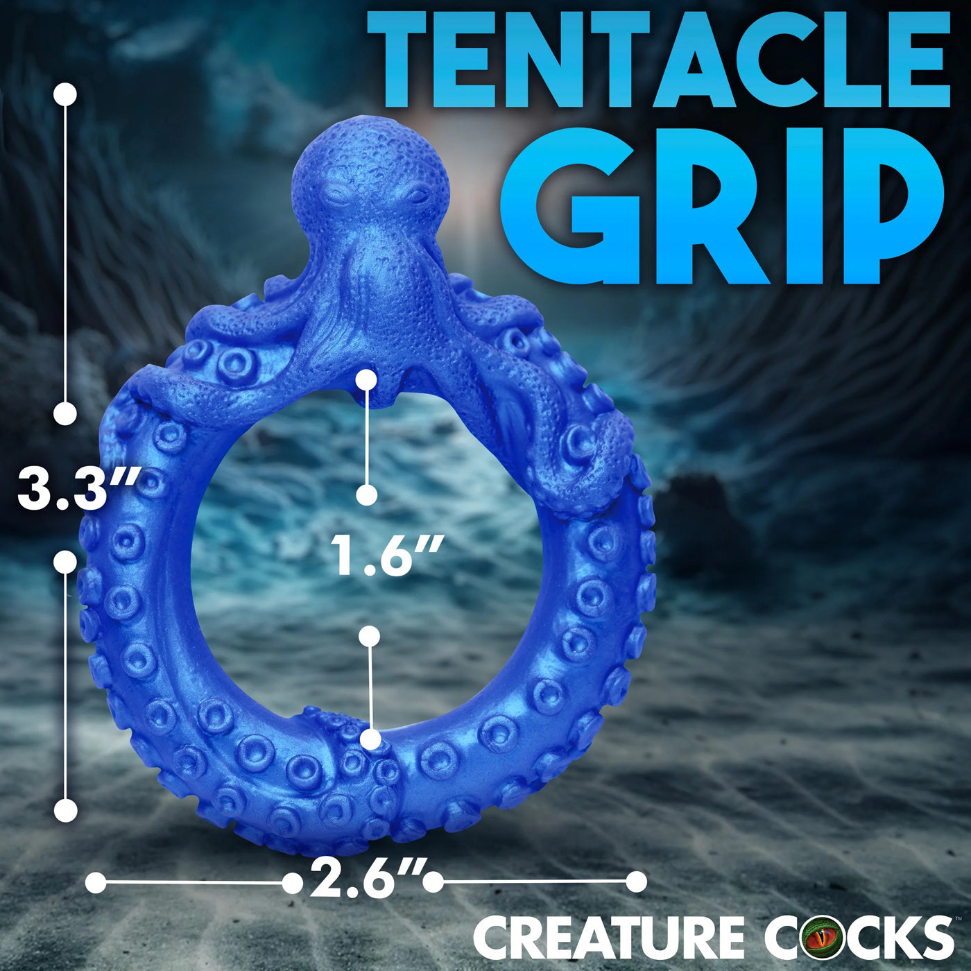 Poseidon's Octo-Ring Silicone Cock Ring - Blue-3