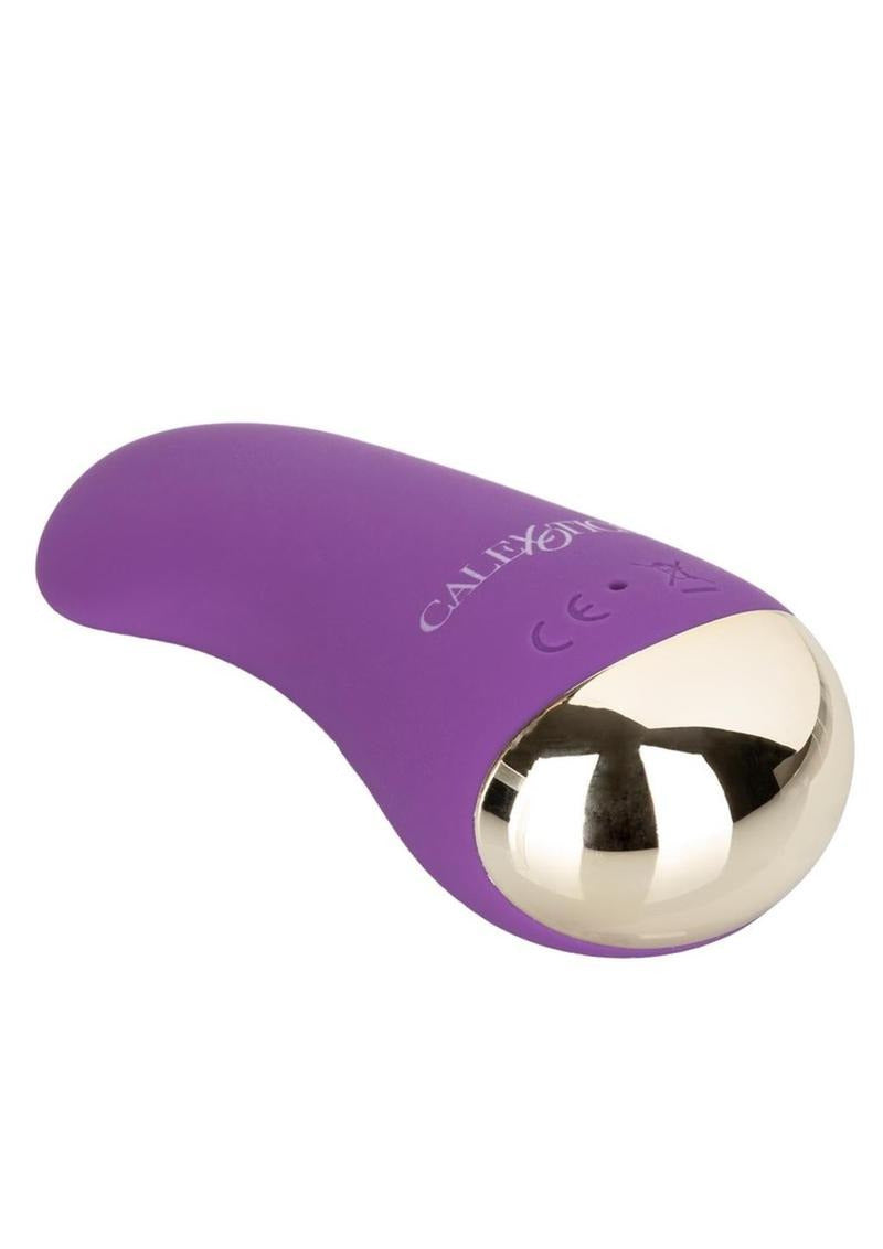 Slay Lover Silicone Rechargeable Massager Purple in a sleek design with smooth curves and a shiny silver accent.