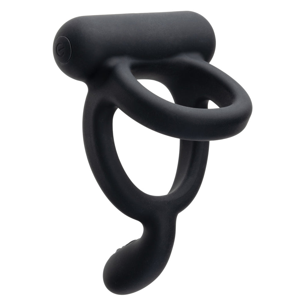 Closer Intimate Rechargeable Ring Caress Black, premium dual-ring performance enhancer for stimulation and support.