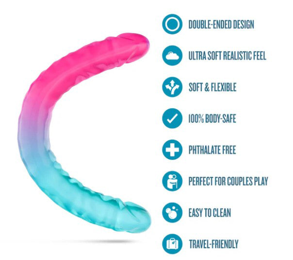 B Yours Candy Papi XX Large Double Dong 17.75 inch features double-ended design and ultra-soft realistic feel.