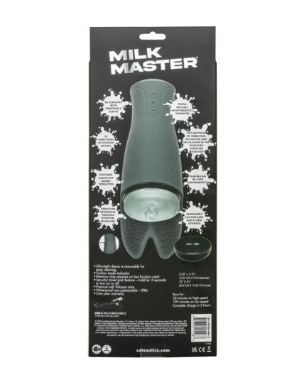 Milk Master Ultimate Automatic Milker Black packaging showcasing features and design for enhanced stimulation.