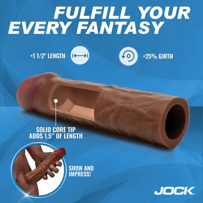 Jock 1.5" Silicone Penis Extension Sleeve - Dark-2