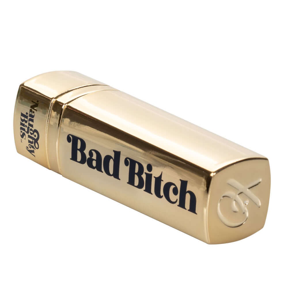 Naughty Bits Bad Bitch Lipstick Vibrator in a stylish gold lipstick tube design.