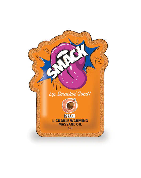 Smack Lickable Massage Oil, 3ml Pouch Display 36pc -Peach-2