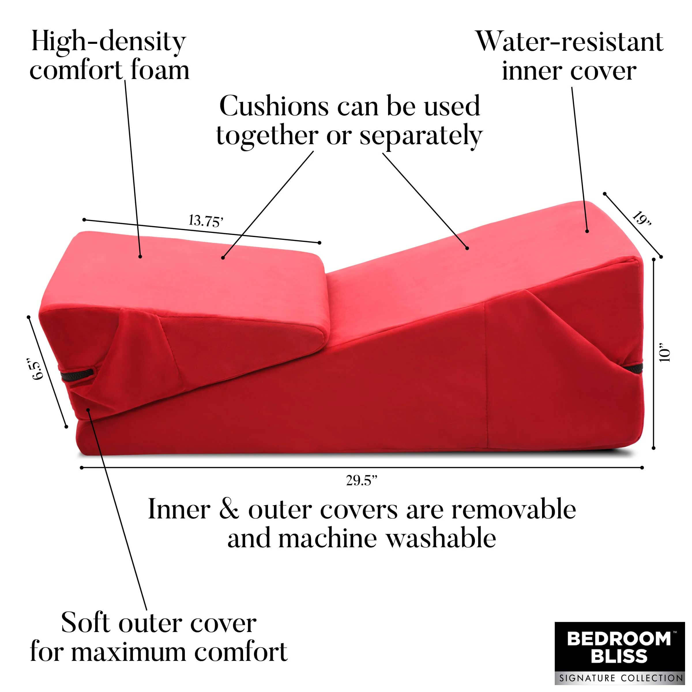 Love Cushion Set Foam Wedge Pillow Set - Red-1