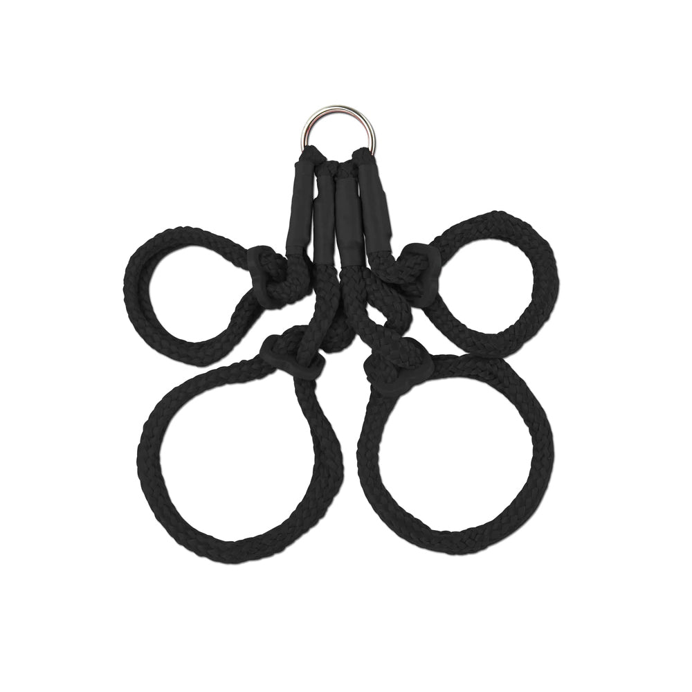 Fetish Fantasy Series Japanese Silk Rope Hogtie Black with pre-assembled black silk rope for easy bondage.