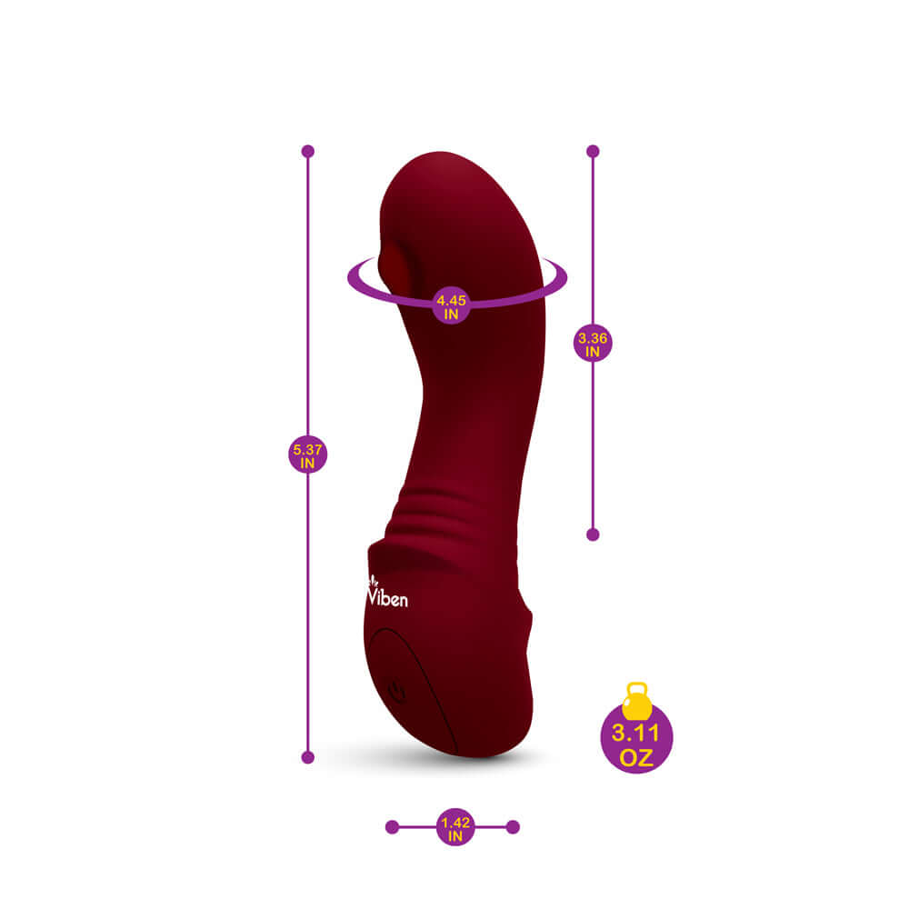 Viben Zaina - Ruby mini G-spot vibe with rollerball massage, travel-friendly, 3.11 oz, 4.5 in height.